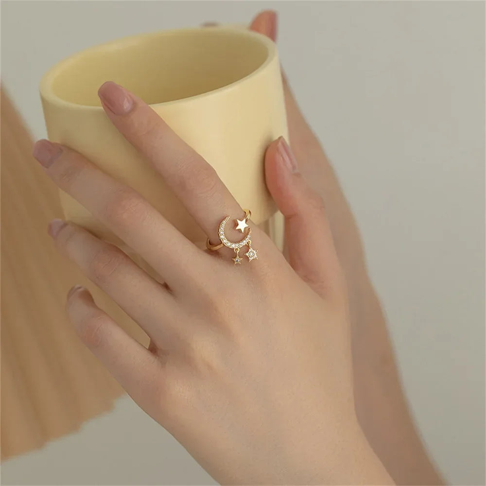 Celeste Noir Lunar Charm Ring
