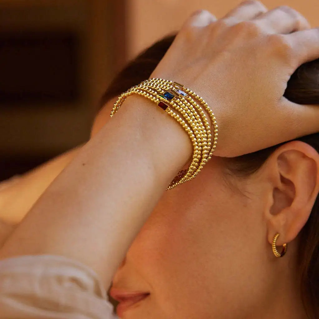 Gold Beaded Birthstone Bracelet