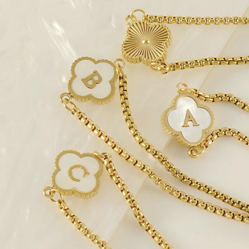 Pearl Clover Custom Letter Bracelet