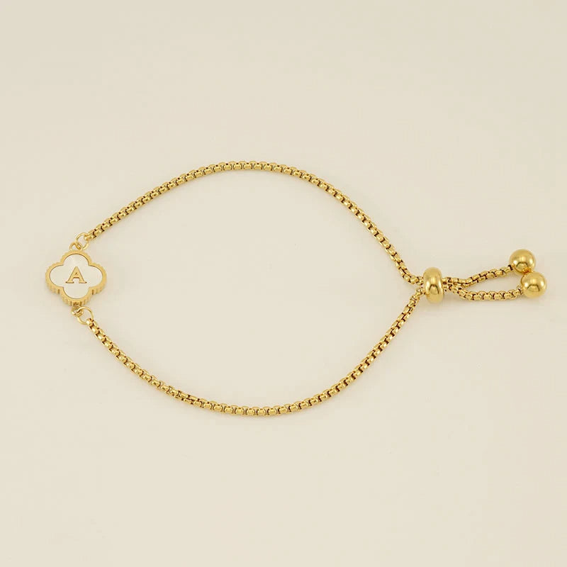 Pearl Clover Custom Letter Bracelet