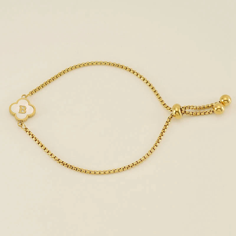 Pearl Clover Custom Letter Bracelet