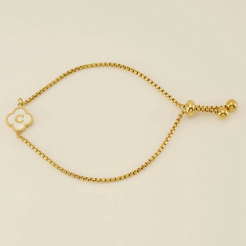 Pearl Clover Custom Letter Bracelet