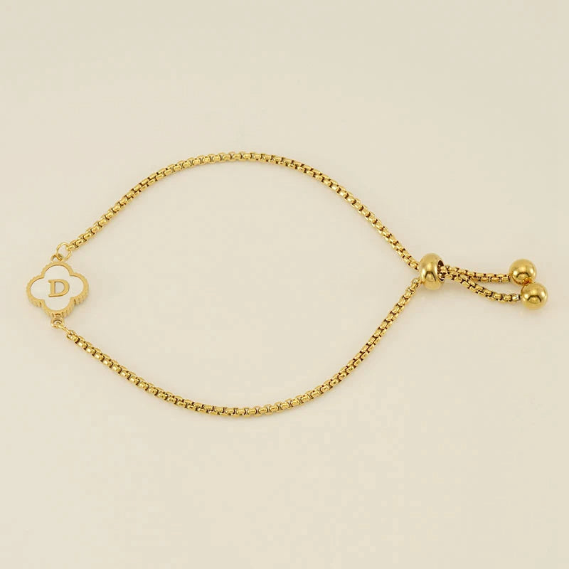 Pearl Clover Custom Letter Bracelet