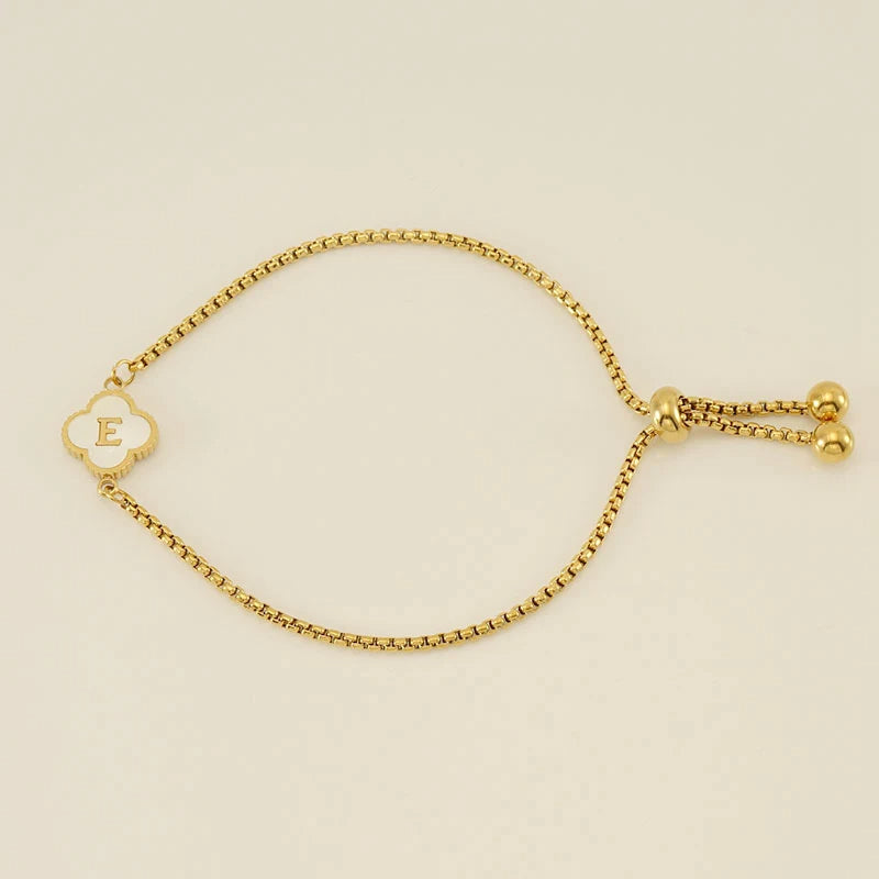 Pearl Clover Custom Letter Bracelet