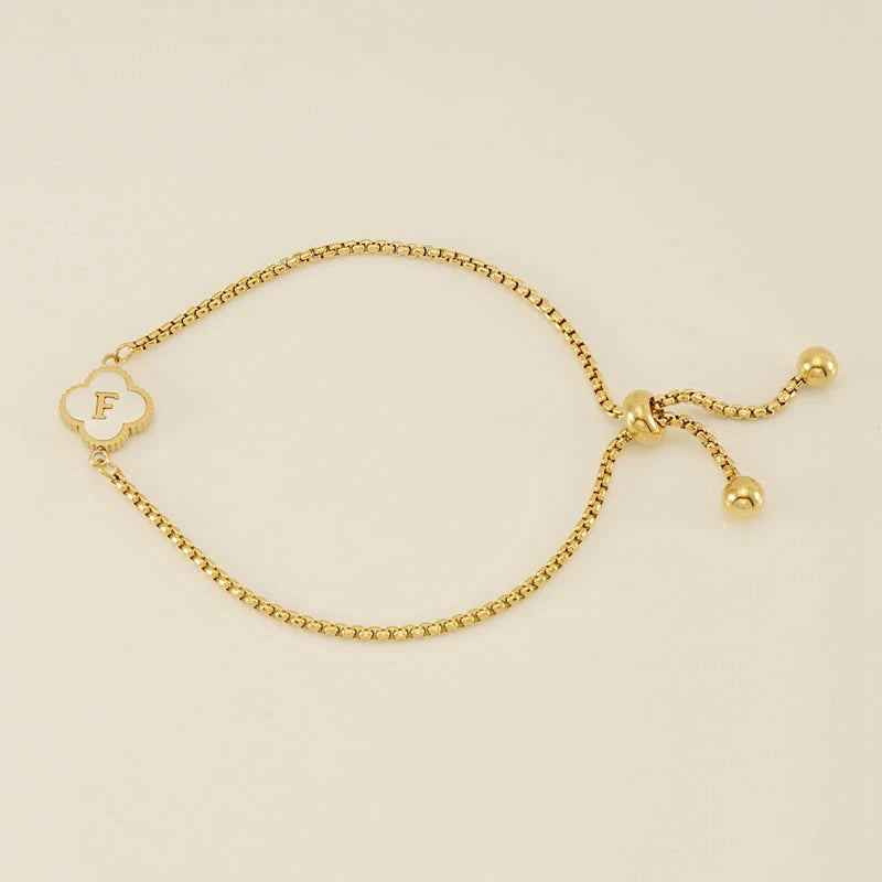 Pearl Clover Custom Letter Bracelet