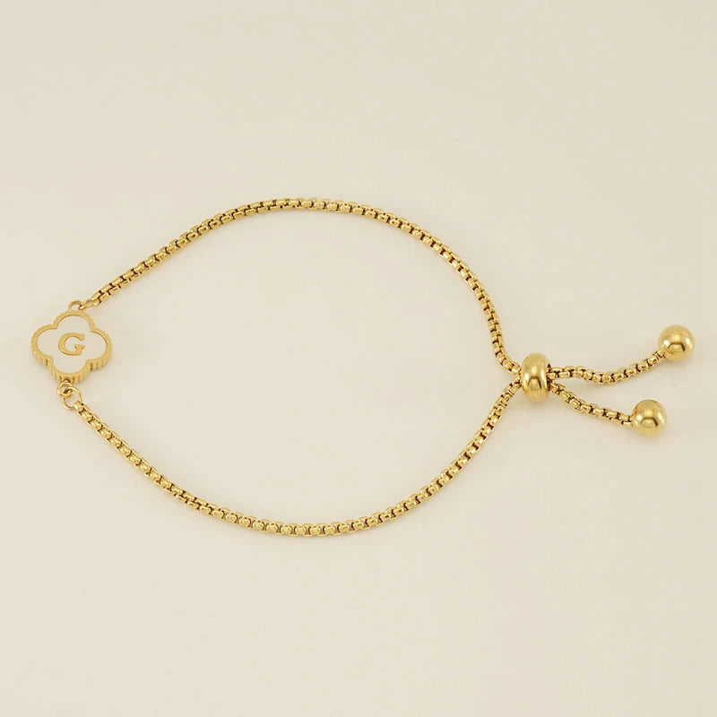 Pearl Clover Custom Letter Bracelet