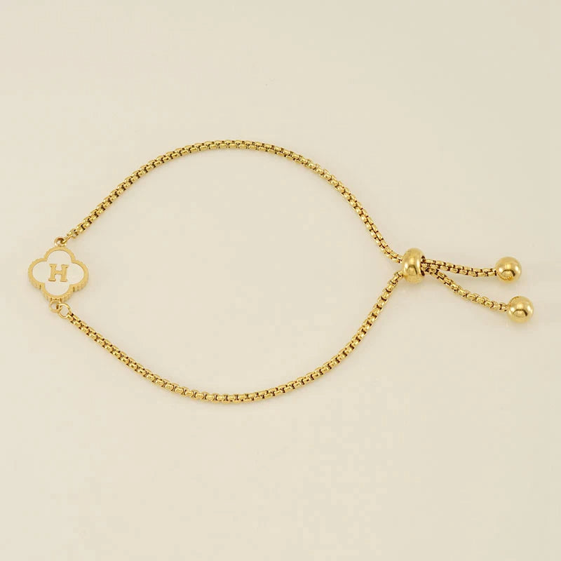 Pearl Clover Custom Letter Bracelet