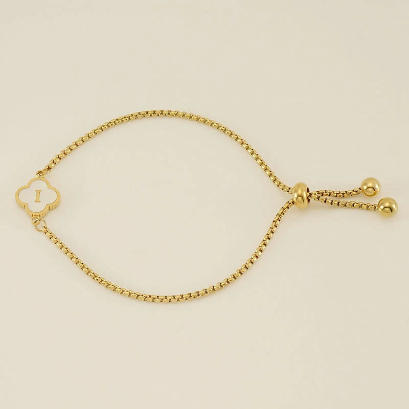 Pearl Clover Custom Letter Bracelet