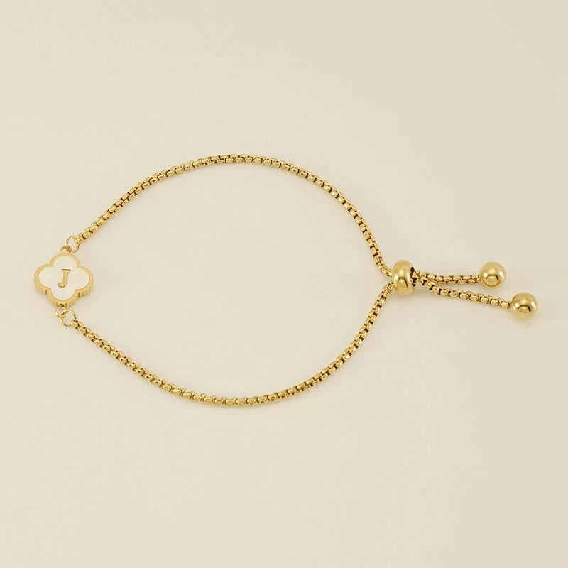 Pearl Clover Custom Letter Bracelet