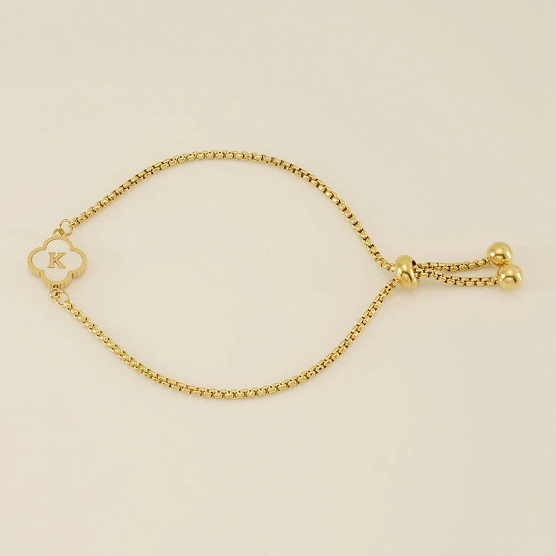 Pearl Clover Custom Letter Bracelet