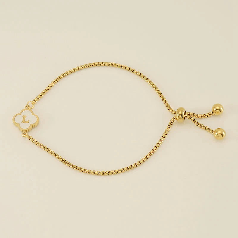 Pearl Clover Custom Letter Bracelet