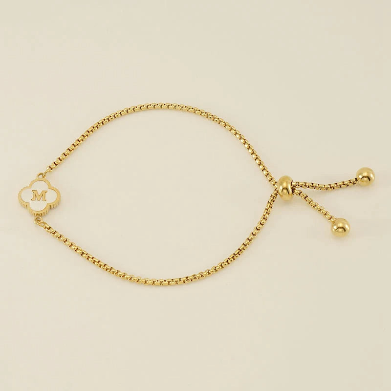 Pearl Clover Custom Letter Bracelet