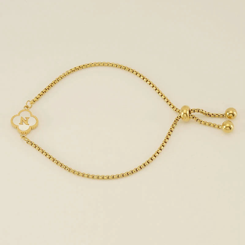 Pearl Clover Custom Letter Bracelet