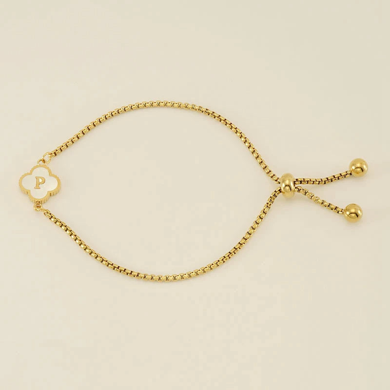 Pearl Clover Custom Letter Bracelet