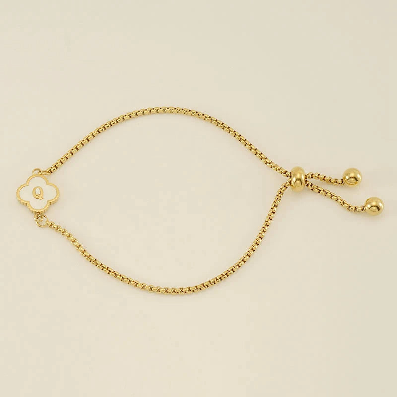Pearl Clover Custom Letter Bracelet