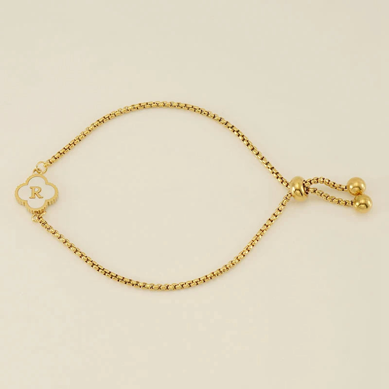 Pearl Clover Custom Letter Bracelet
