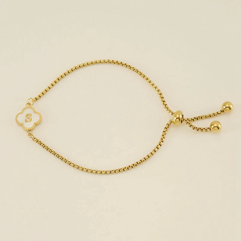 Pearl Clover Custom Letter Bracelet