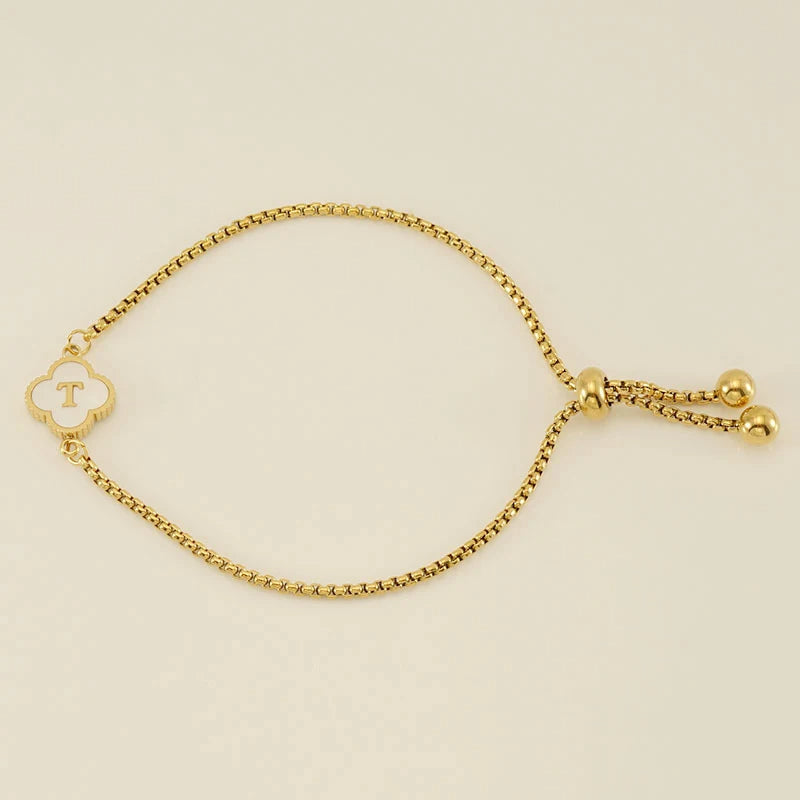 Pearl Clover Custom Letter Bracelet