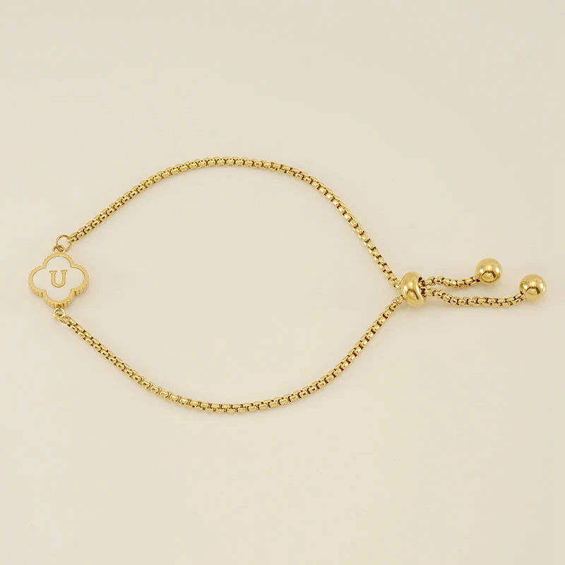 Pearl Clover Custom Letter Bracelet