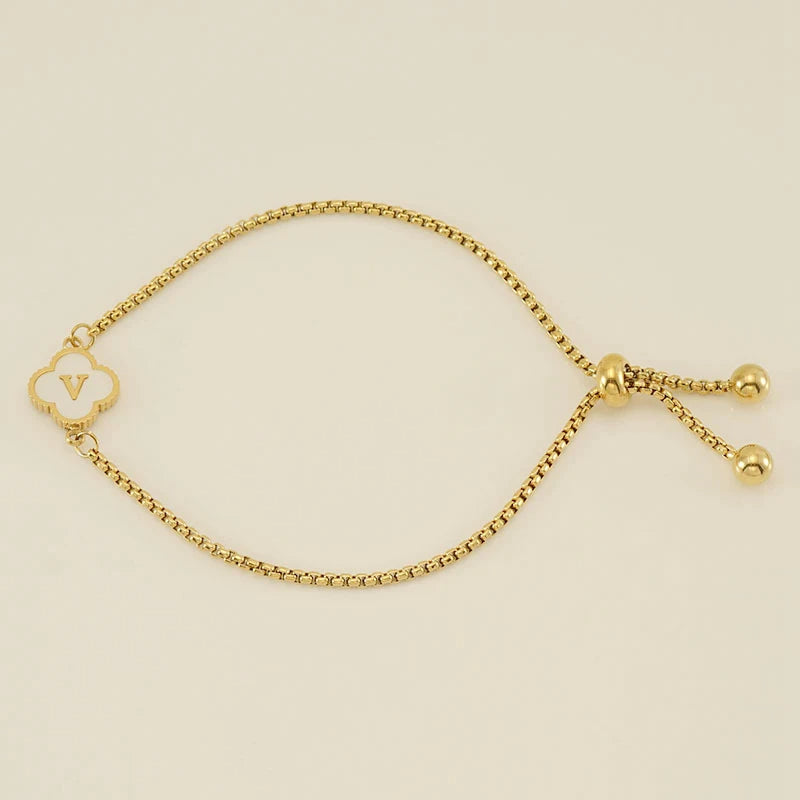 Pearl Clover Custom Letter Bracelet