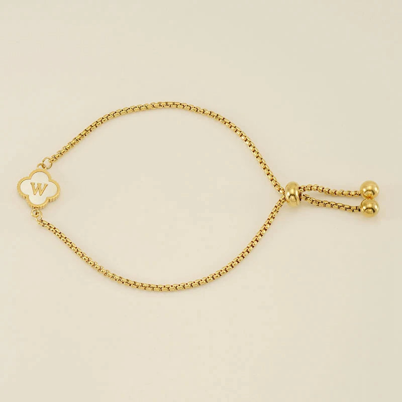 Pearl Clover Custom Letter Bracelet