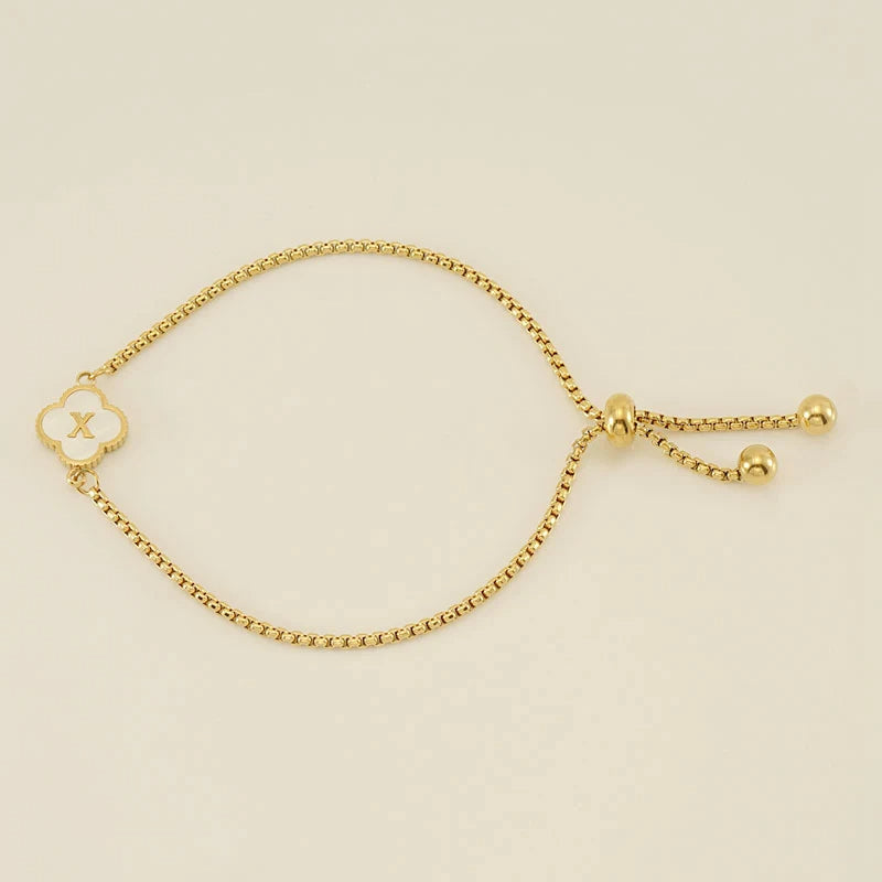 Pearl Clover Custom Letter Bracelet