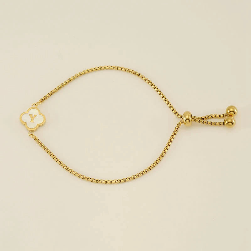 Pearl Clover Custom Letter Bracelet
