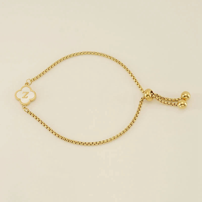 Pearl Clover Custom Letter Bracelet