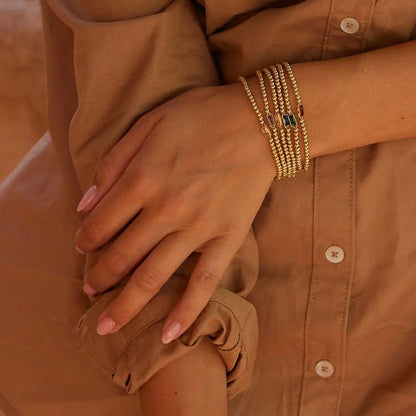 Gold Beaded Birthstone Bracelet