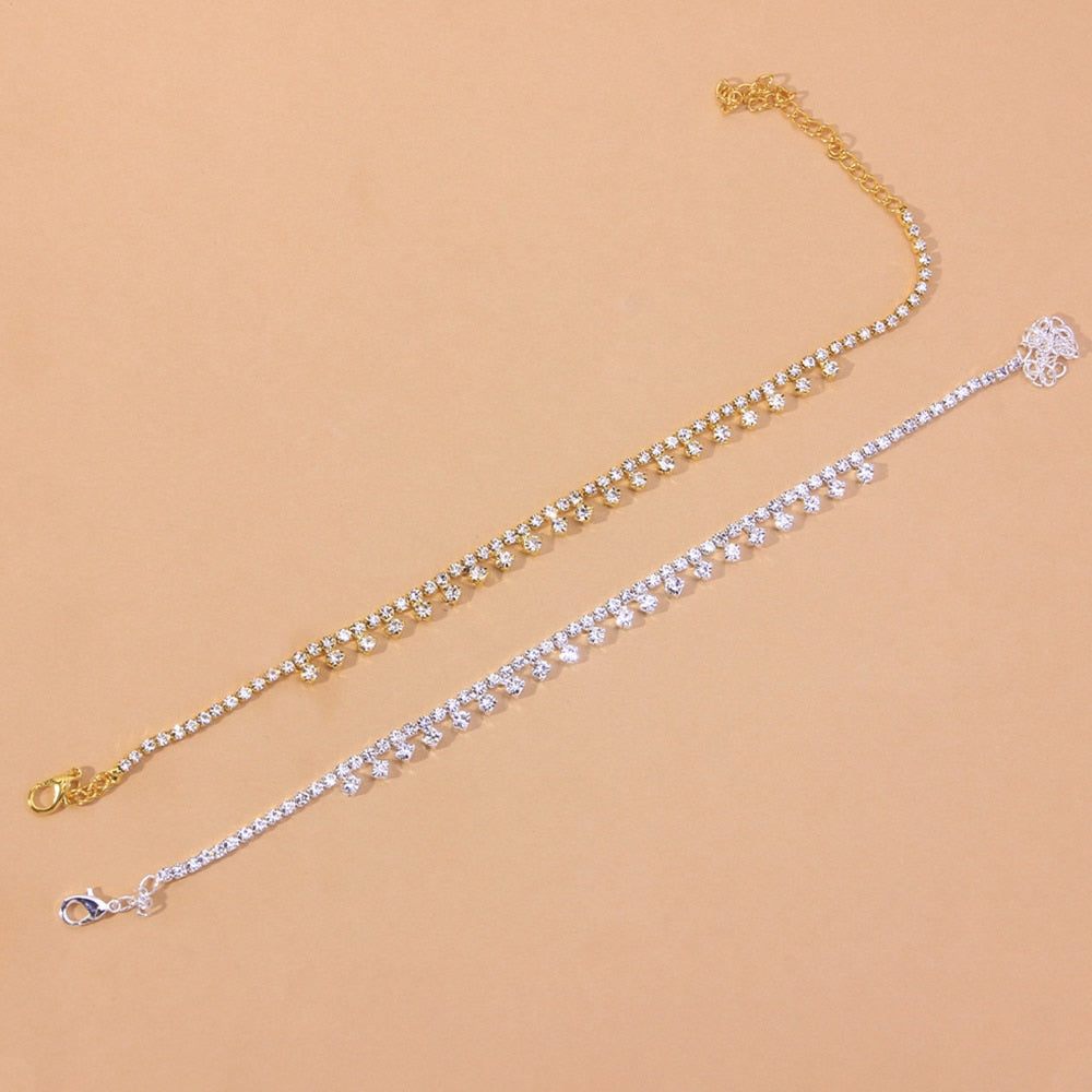 Water Drop Rhinestone Anklet