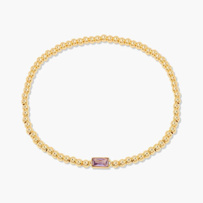 Gold Beaded Birthstone Bracelet
