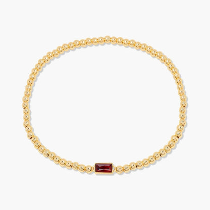 Gold Beaded Birthstone Bracelet