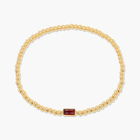 Gold Beaded Birthstone Bracelet