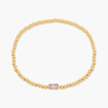 Gold Beaded Birthstone Bracelet
