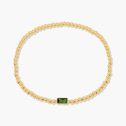 Gold Beaded Birthstone Bracelet