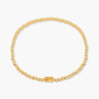 Gold Beaded Birthstone Bracelet