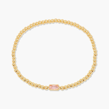 Gold Beaded Birthstone Bracelet